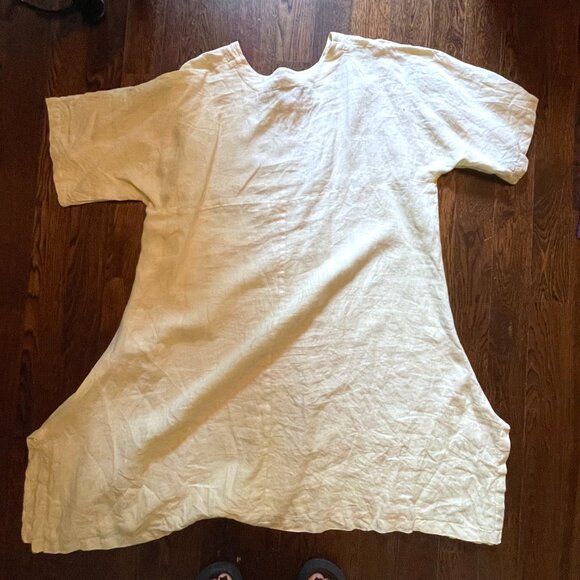 Match Point USA 100% Linen Pale Yellow Kimono Oversized Dress-Sz. L/XL - Picture 7 of 11